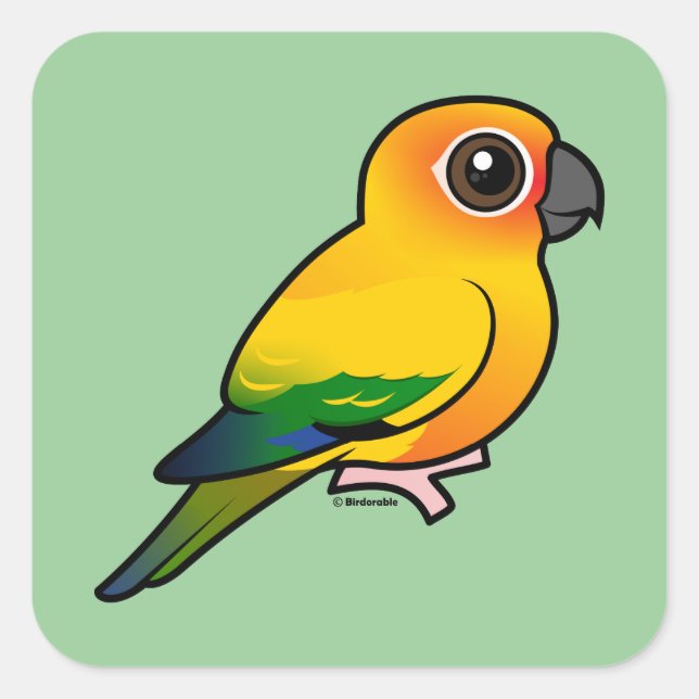 Pegatina Cuadrada Parakeet Birdorable Sun (Anverso)