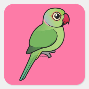 Pegatina Cuadrada Parakeet Rosa-anillado