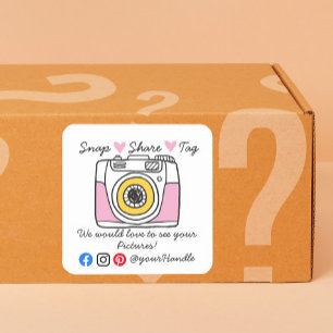 Pegatina Cuadrada Parcela de redes sociales de agradecimiento Snap &