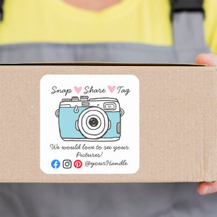Pegatina Cuadrada Parcela de redes sociales de agradecimiento Snap &