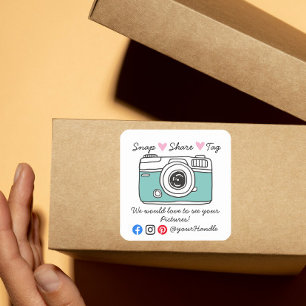 Pegatina Cuadrada Parcela de redes sociales de agradecimiento Snap &