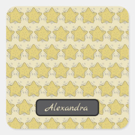 Pegatina Cuadrada Parche Bordado con Estrella Amarilla