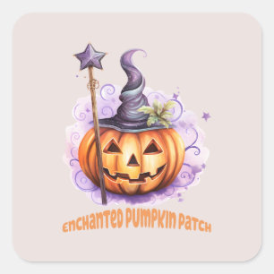 Pegatina Cuadrada Parche de calabaza encantado