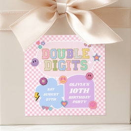 Pegatina Cuadrada Parche de perrito de doble dígito 10 cumpleaños