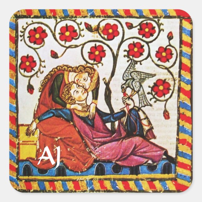 PEGATINA CUADRADA PARCHE DEL EL DÍA DE SAN VALENTÍN DE AMOR ETERNO (Anverso)