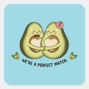 Pegatina Cuadrada Pareja de Aguacates Adorables "Somos una Pareja Pe