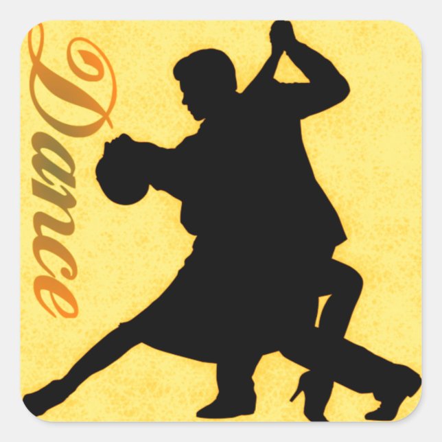 Pegatina Cuadrada Pareja de baile de Silhouette (Anverso)
