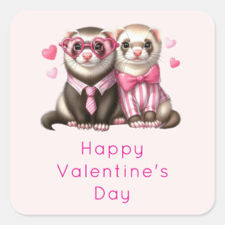 Pegatina Cuadrada Pareja de ortebras con amor feliz día de San Valen