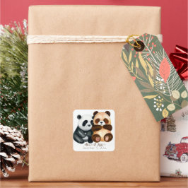 Pegatina Cuadrada Pareja De Oso Cuto | Boda romántico