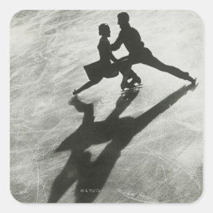 Pegatina Cuadrada Pareja de patinaje sobre hielo
