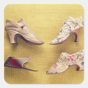 Pegatina Cuadrada Pareja de zapatos bordados, c.1714