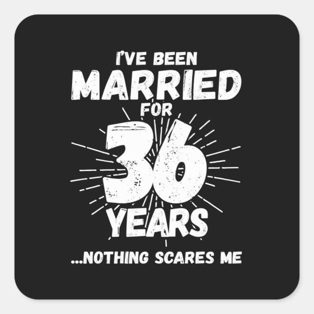 Pegatina Cuadrada Parejas casadas con 36 años de gracia 36 años (Anverso)