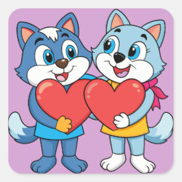 Pegatina Cuadrada Parejas de Critter Cute