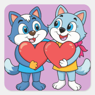 Pegatina Cuadrada Parejas de Critter Cute