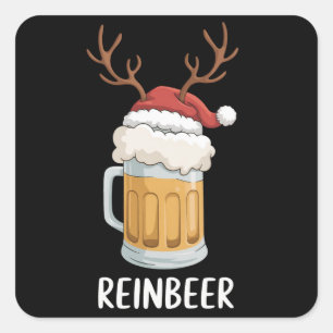 Pegatina Cuadrada Parejas divertidas Reinbeer Navidad coincidente Ho