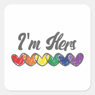 Pegatina Cuadrada Parejas Gays coincidiendo con LGBT Soy su orgullo 
