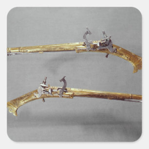 Pegatina Cuadrada Pares de pistolas, 1624-26