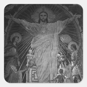 Pegatina Cuadrada París Antiguo mosaico del Sagrado Corazón de Jesús