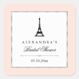 Pegatina Cuadrada Paris Elegance Bridal Shower