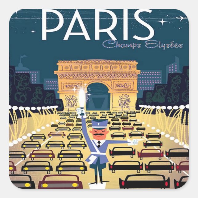 Pegatina Cuadrada París Francia Viaje Viaje Viaje vacaciones de turi (Anverso)