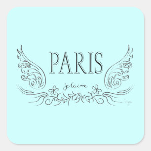 Pegatina Cuadrada PARIS Je t'aime (te amo)