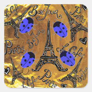 PEGATINA CUADRADA PARIS LADYBUGS