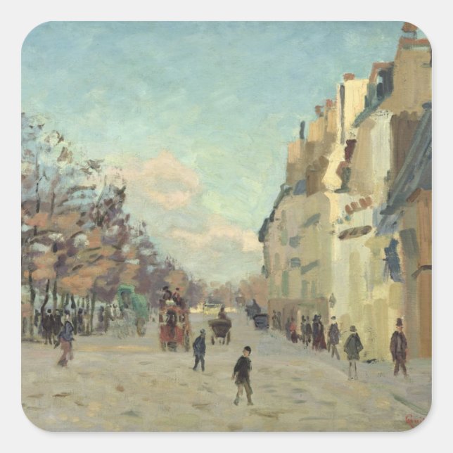 Pegatina Cuadrada París, Quai de Bercy, Efecto Nieve, c.1873-74 (Anverso)