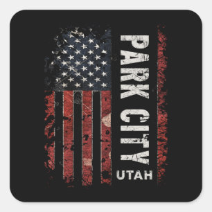 Pegatina Cuadrada Park City Utah