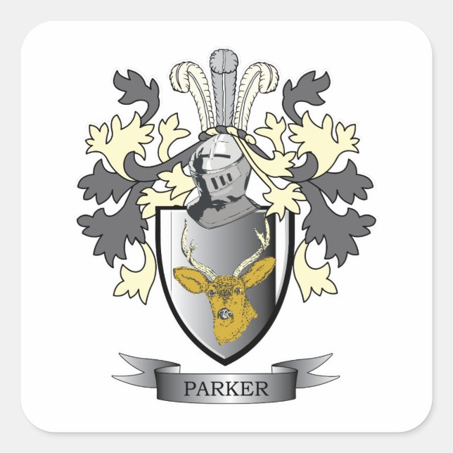 Pegatina Cuadrada Parker Coat of Arms (Anverso)