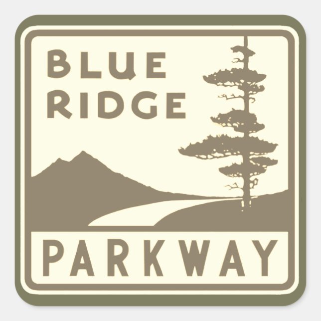 Pegatina Cuadrada Parkway Blue Ridge (Anverso)