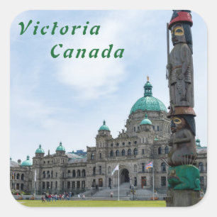 Pegatina Cuadrada Parlamento de Columbia Británica - Victoria, Canad