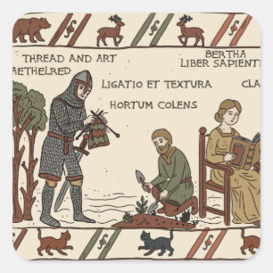 Pegatina Cuadrada parodia de la tapicería de bayeux