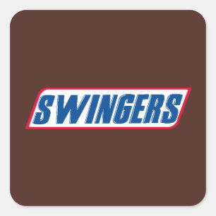 Pegatina Cuadrada Parodia divertida de Swingers Snickers