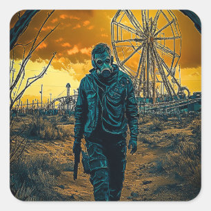 Pegatina Cuadrada Parque de diversiones