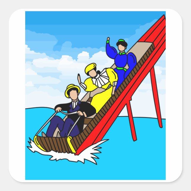 Pegatina Cuadrada Parque de diversiones Fun Fair (Anverso)