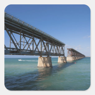 Pegatina Cuadrada Parque Estatal Bahia Honda, Florida Keys, Clave