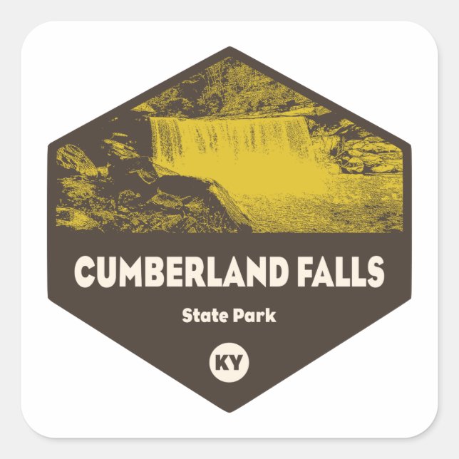 Pegatina Cuadrada Parque estatal Cumberland Falls Kentucky (Anverso)