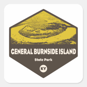 Pegatina Cuadrada Parque estatal de la Isla Burnside General Kentuck