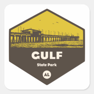 Pegatina Cuadrada Parque Estatal del Golfo, Alabama