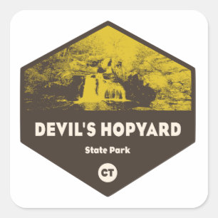 Pegatina Cuadrada Parque Estatal Devil's Hopyard, Connecticut