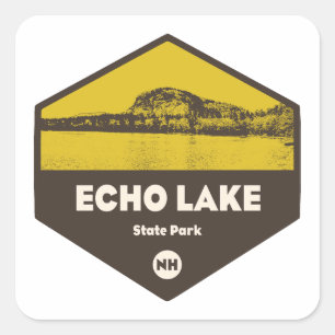Pegatina Cuadrada Parque Estatal Echo Lake New Hampshire