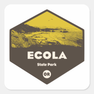 Pegatina Cuadrada Parque Estatal Ecola Oregon