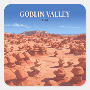 Pegatina Cuadrada Parque Estatal Goblin Valley Green River Utah