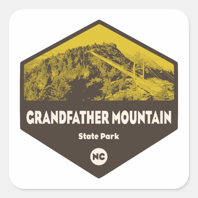 Pegatina Cuadrada Parque Estatal Grandfather Mountain Carolina del N (Anverso)