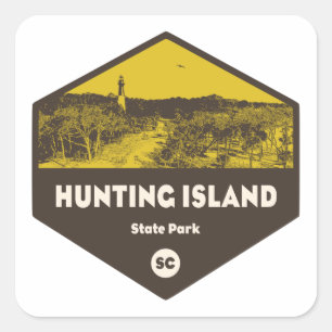Pegatina Cuadrada Parque Estatal Hunting Island Carolina del Sur