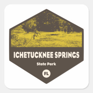 Pegatina Cuadrada Parque Estatal Ichetucknee Springs Florida
