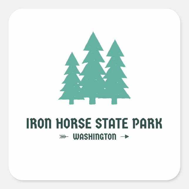 Pegatina Cuadrada Parque Estatal Iron Horse - Washington (Anverso)