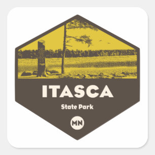 Pegatina Cuadrada Parque Estatal Itasca Minnesota