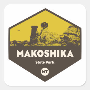 Pegatina Cuadrada Parque estatal Makoshika, Montana