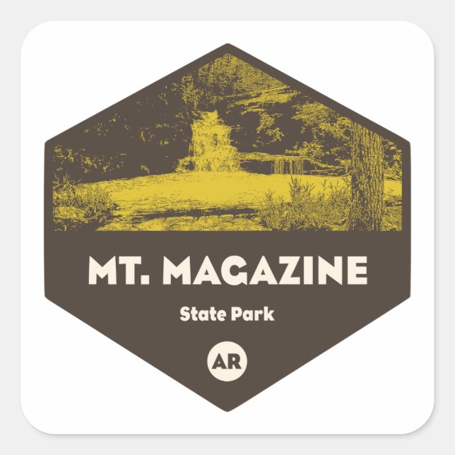 Pegatina Cuadrada Parque Estatal Mount Magazine Arkansas (Anverso)